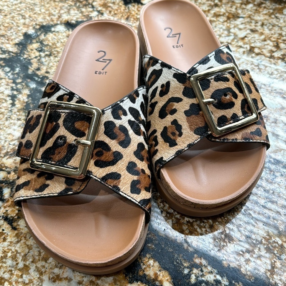 NIB Edit 27 tan Cheetah print sandals - Picture 2 of 6